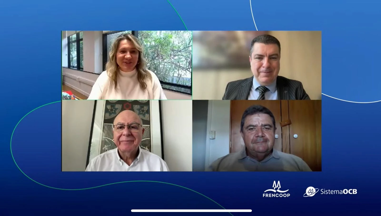 Tania Zanella, Marlon Arraes, Arnaldo Jardim e M&aacute;rcio Lopes de Freitas durante a live